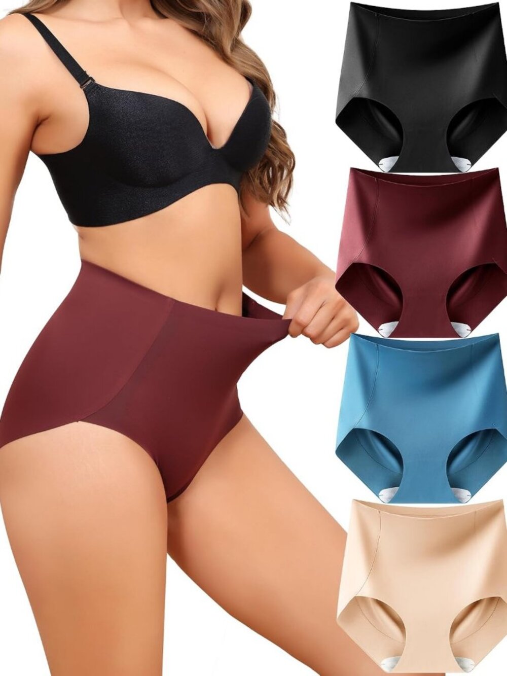 High Waisted Tummy Control Seamless Panties - 4 Pack Women's Underwear